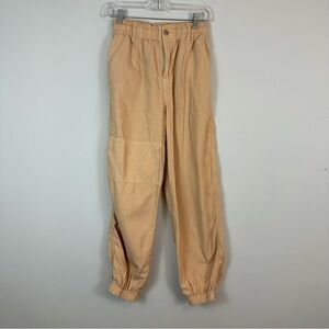 Topshop | Peach Colored Canvas Elastic Waist Cargo Style Joggers Size 4